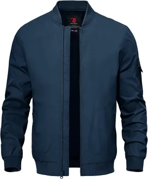 TBMPOY Men's Lightweight Bomber Jackets Light Windbreaker Casual Stylish Fall Golf Zip Up Dress Business Varsity