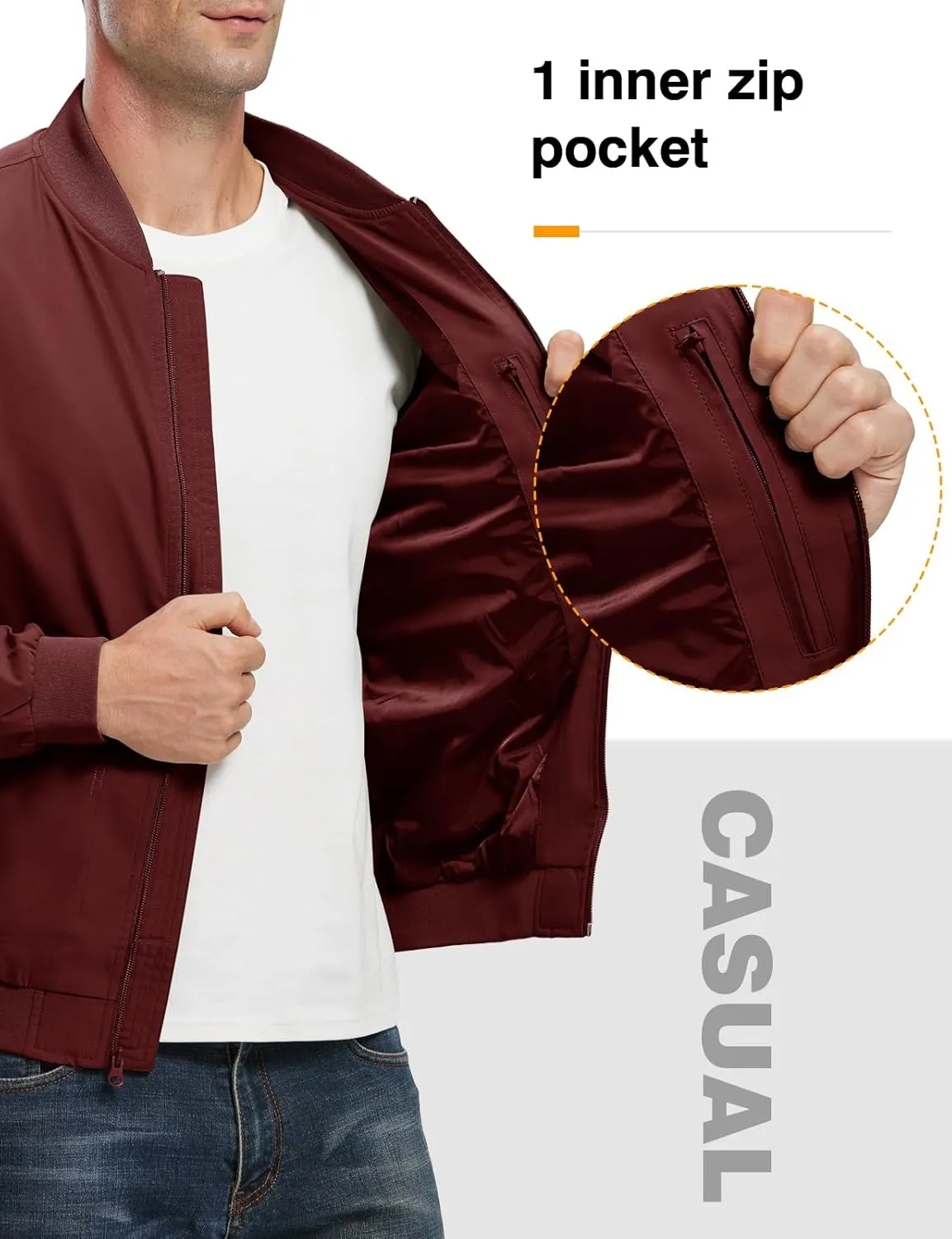 TBMPOY Men's Lightweight Bomber Jackets Light Windbreaker Casual Stylish Fall Golf Zip Up Dress Business Varsity