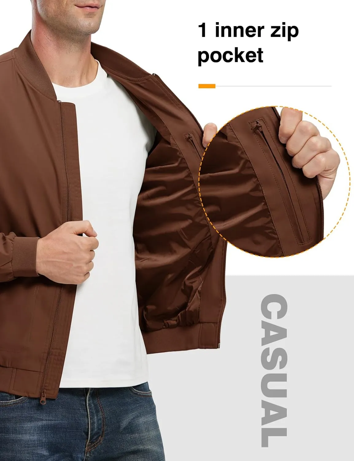 TBMPOY Men's Lightweight Bomber Jackets Light Windbreaker Casual Stylish Fall Golf Zip Up Dress Business Varsity