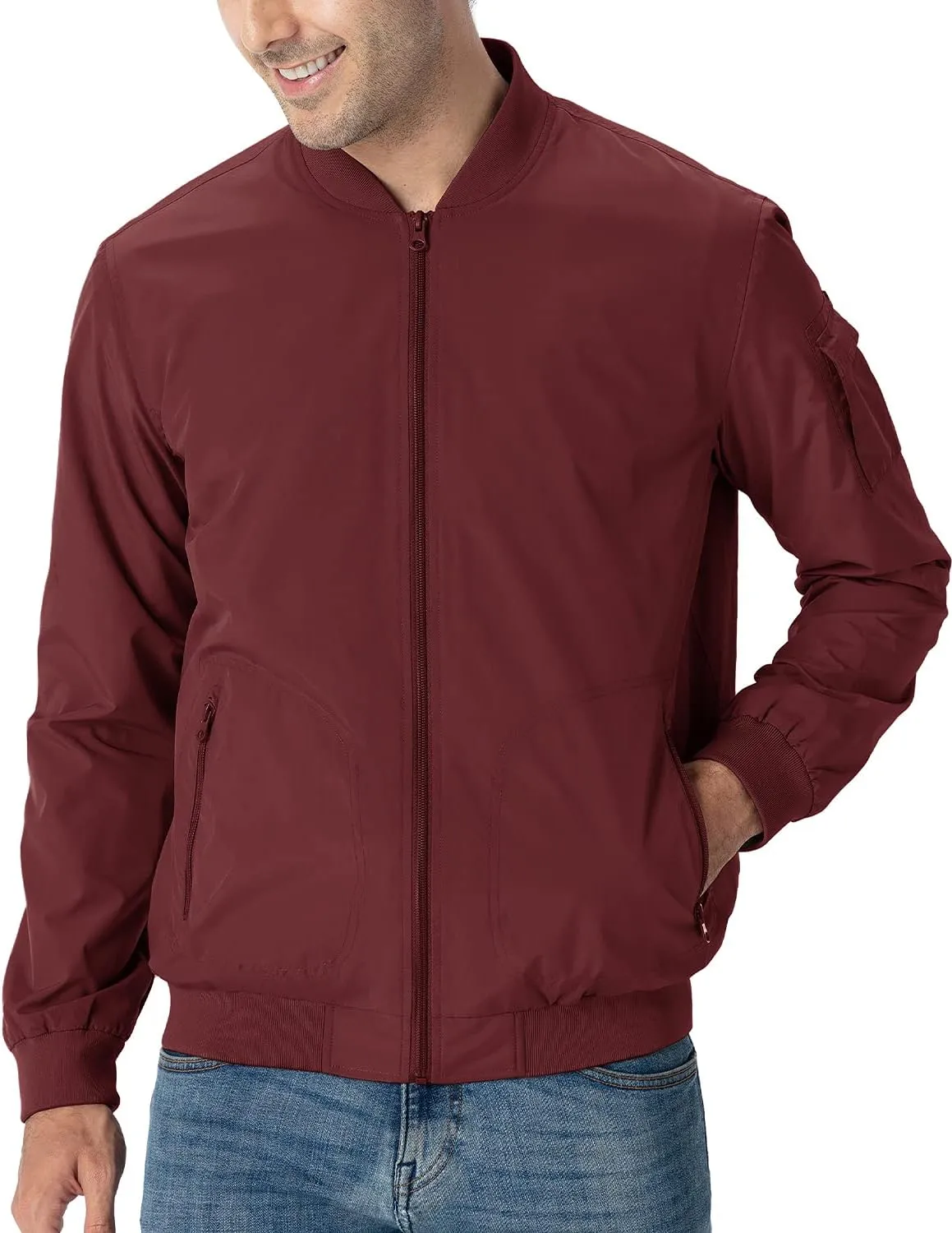 TBMPOY Men's Lightweight Bomber Jackets Light Windbreaker Casual Stylish Fall Golf Zip Up Dress Business Varsity