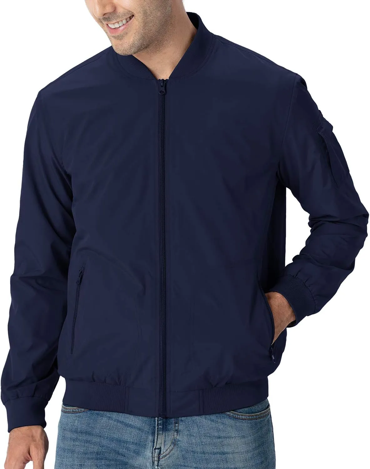 TBMPOY Men's Lightweight Bomber Jackets Light Windbreaker Casual Stylish Fall Golf Zip Up Dress Business Varsity