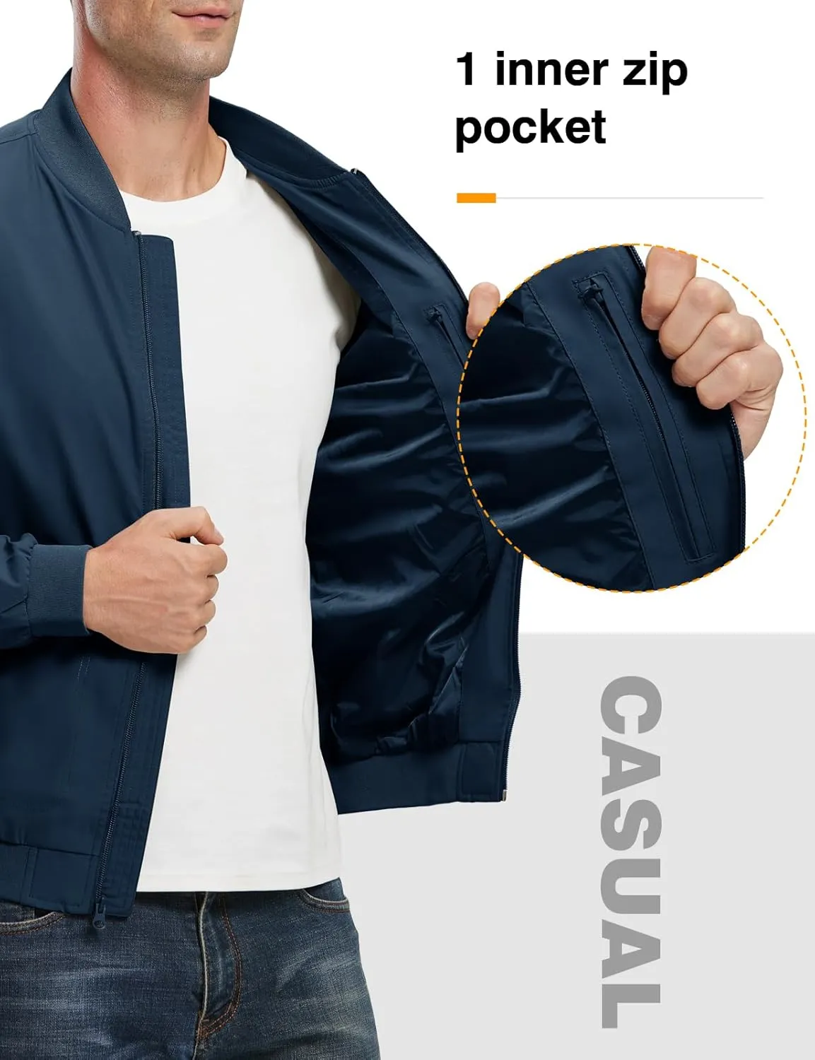 TBMPOY Men's Lightweight Bomber Jackets Light Windbreaker Casual Stylish Fall Golf Zip Up Dress Business Varsity