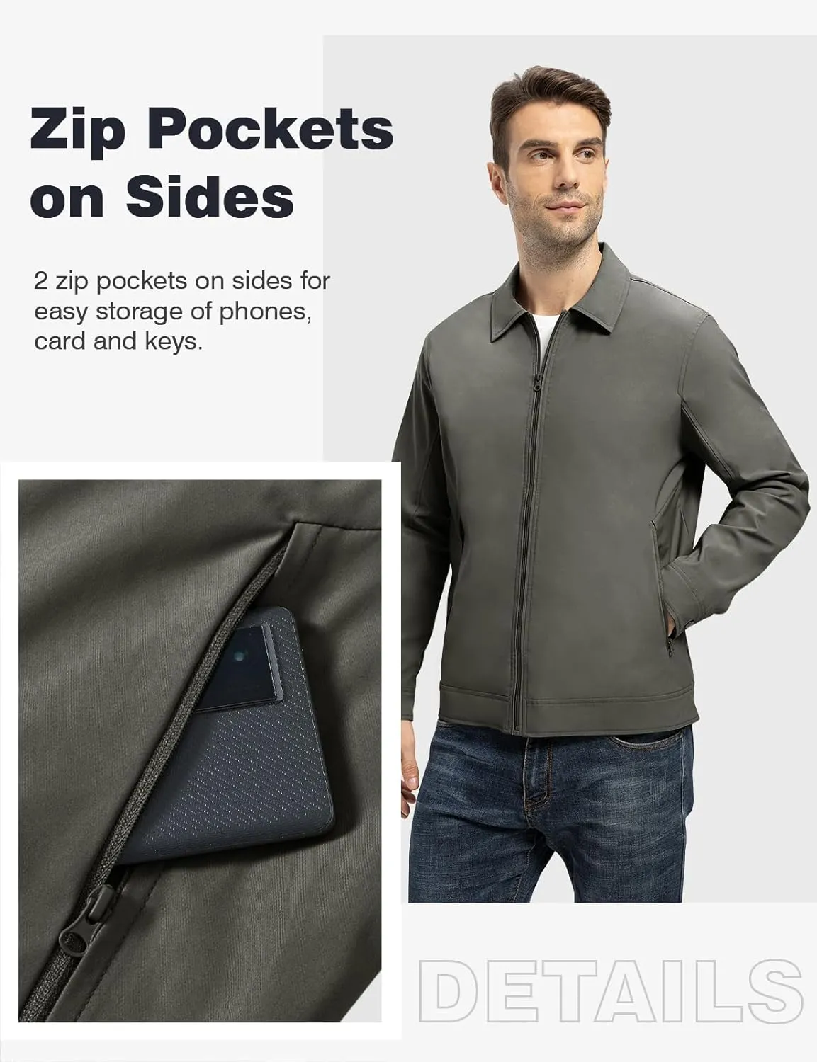 TBMPOY Men's Lightweight Jackets Casual Windbreaker Stylish Light Fall Spring Golf Work Dress Business