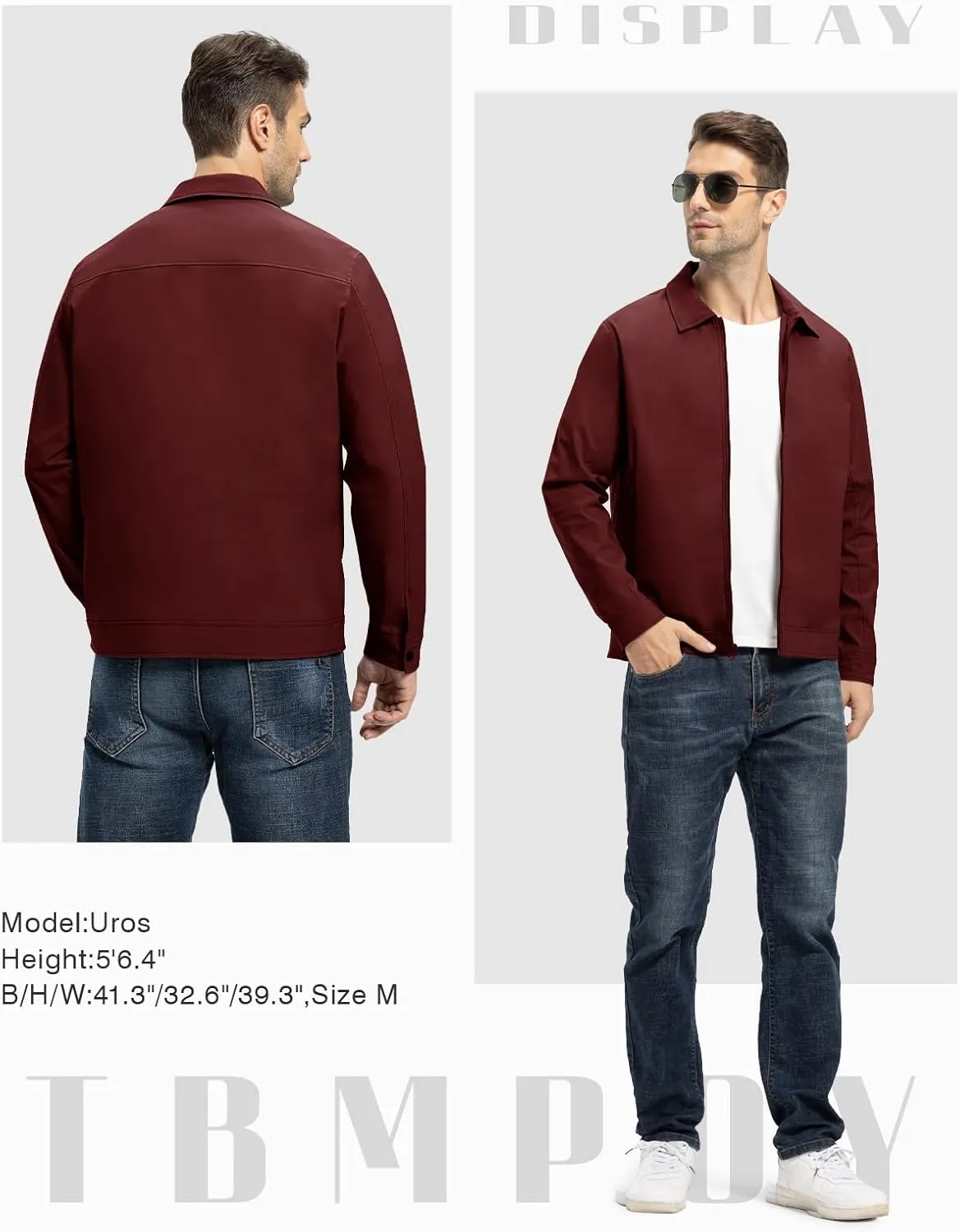 TBMPOY Men's Lightweight Jackets Casual Windbreaker Stylish Light Fall Spring Golf Work Dress Business