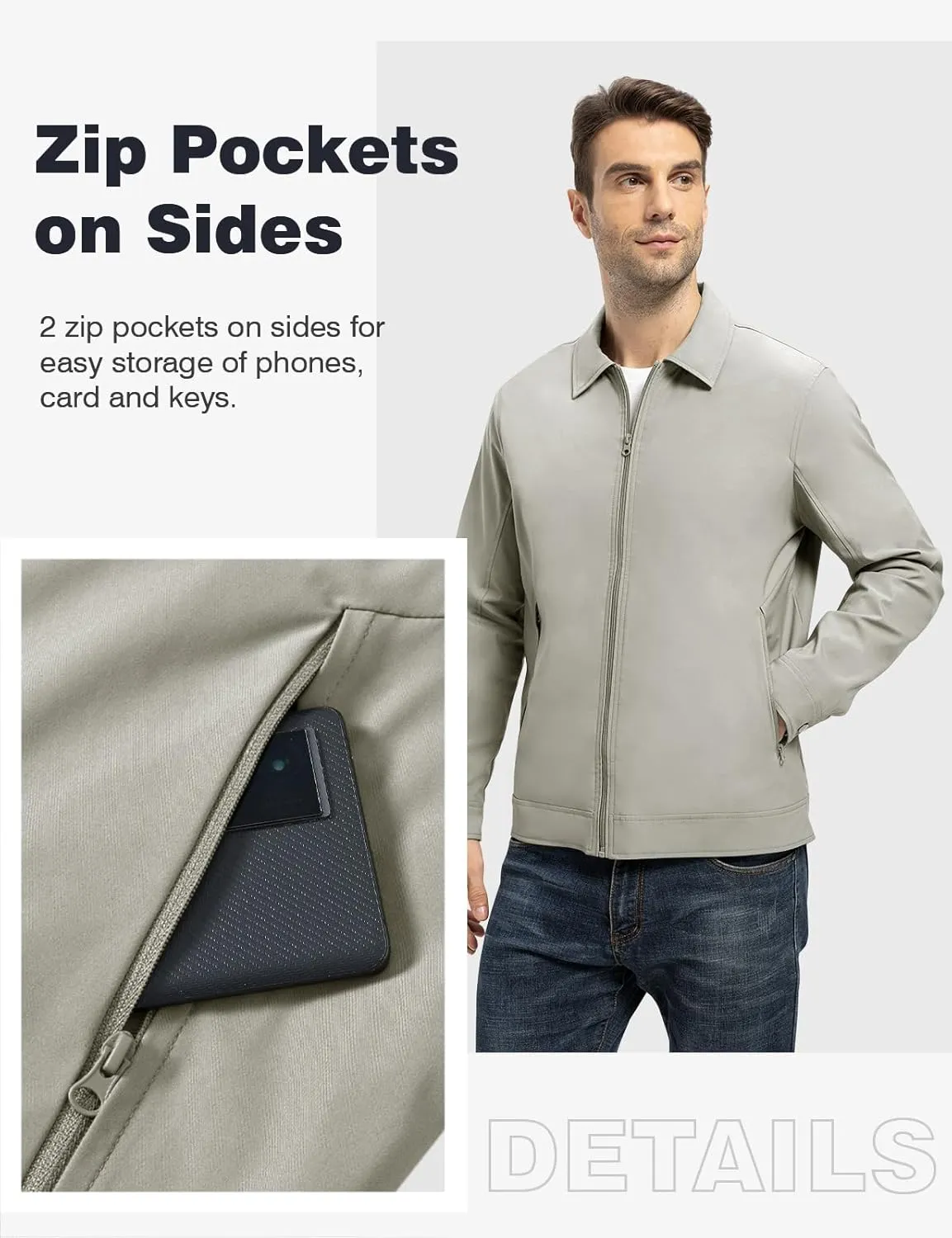 TBMPOY Men's Lightweight Jackets Casual Windbreaker Stylish Light Fall Spring Golf Work Dress Business