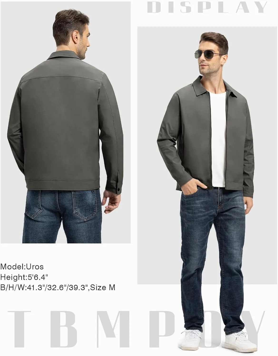 TBMPOY Men's Lightweight Jackets Casual Windbreaker Stylish Light Fall Spring Golf Work Dress Business