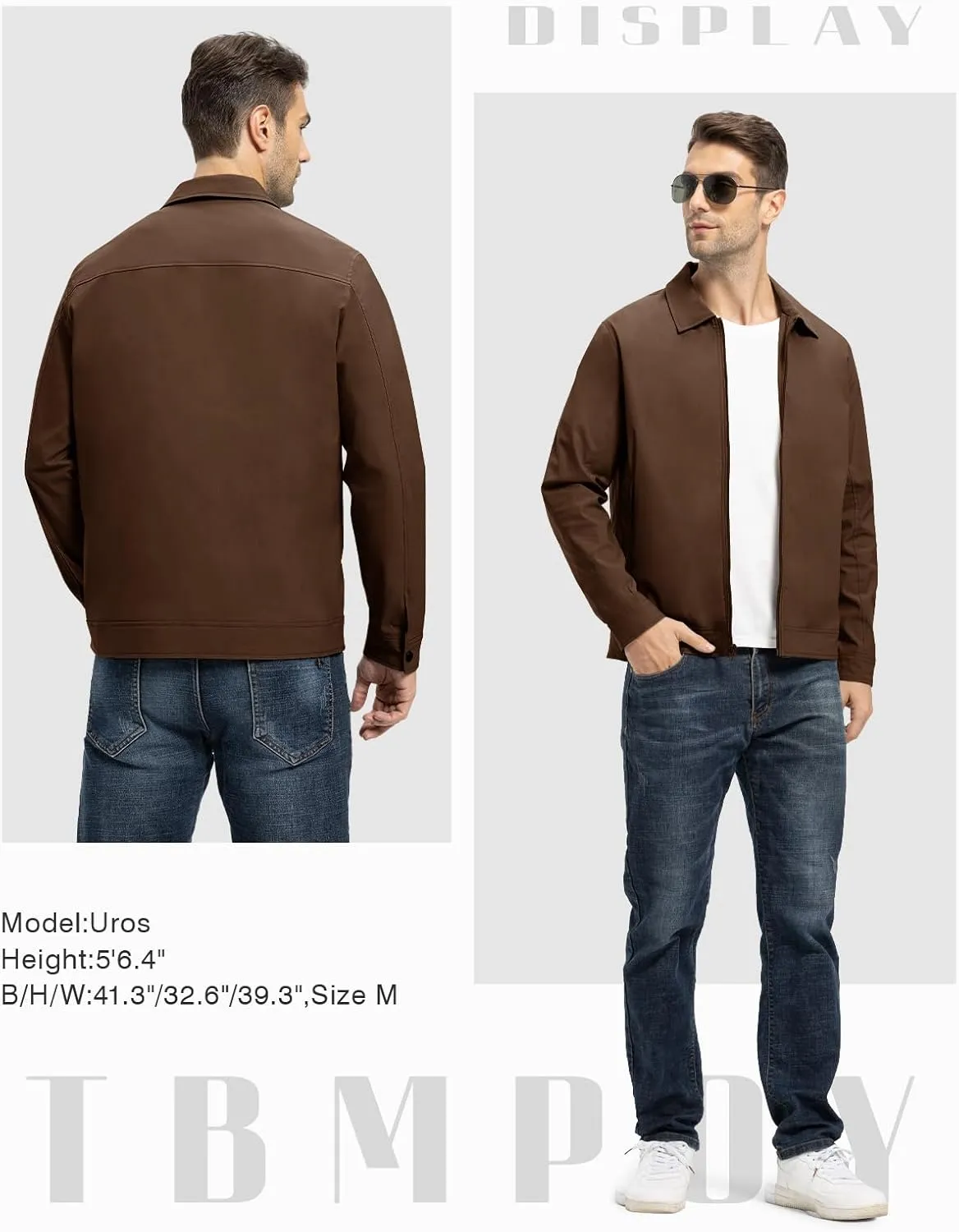 TBMPOY Men's Lightweight Jackets Casual Windbreaker Stylish Light Fall Spring Golf Work Dress Business