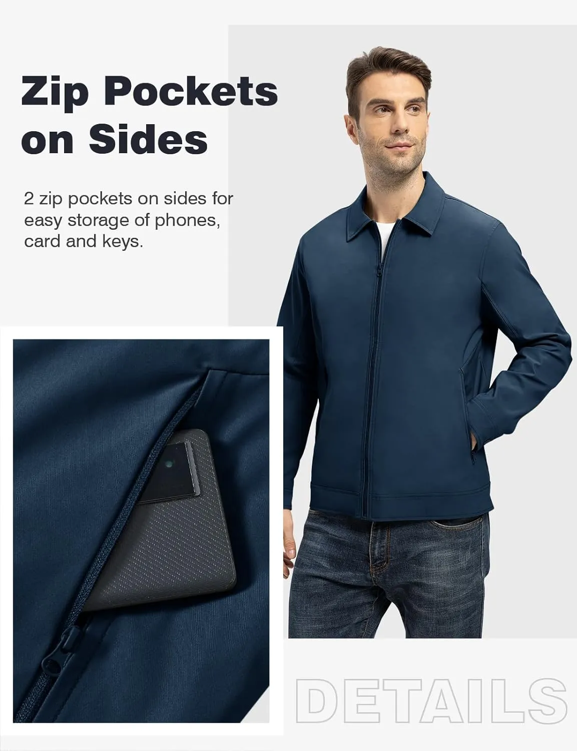 TBMPOY Men's Lightweight Jackets Casual Windbreaker Stylish Light Fall Spring Golf Work Dress Business