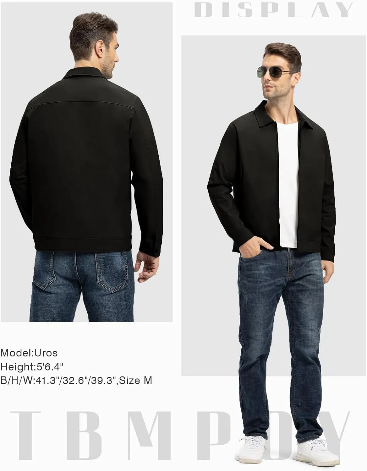 TBMPOY Men's Lightweight Jackets Casual Windbreaker Stylish Light Fall Spring Golf Work Dress Business