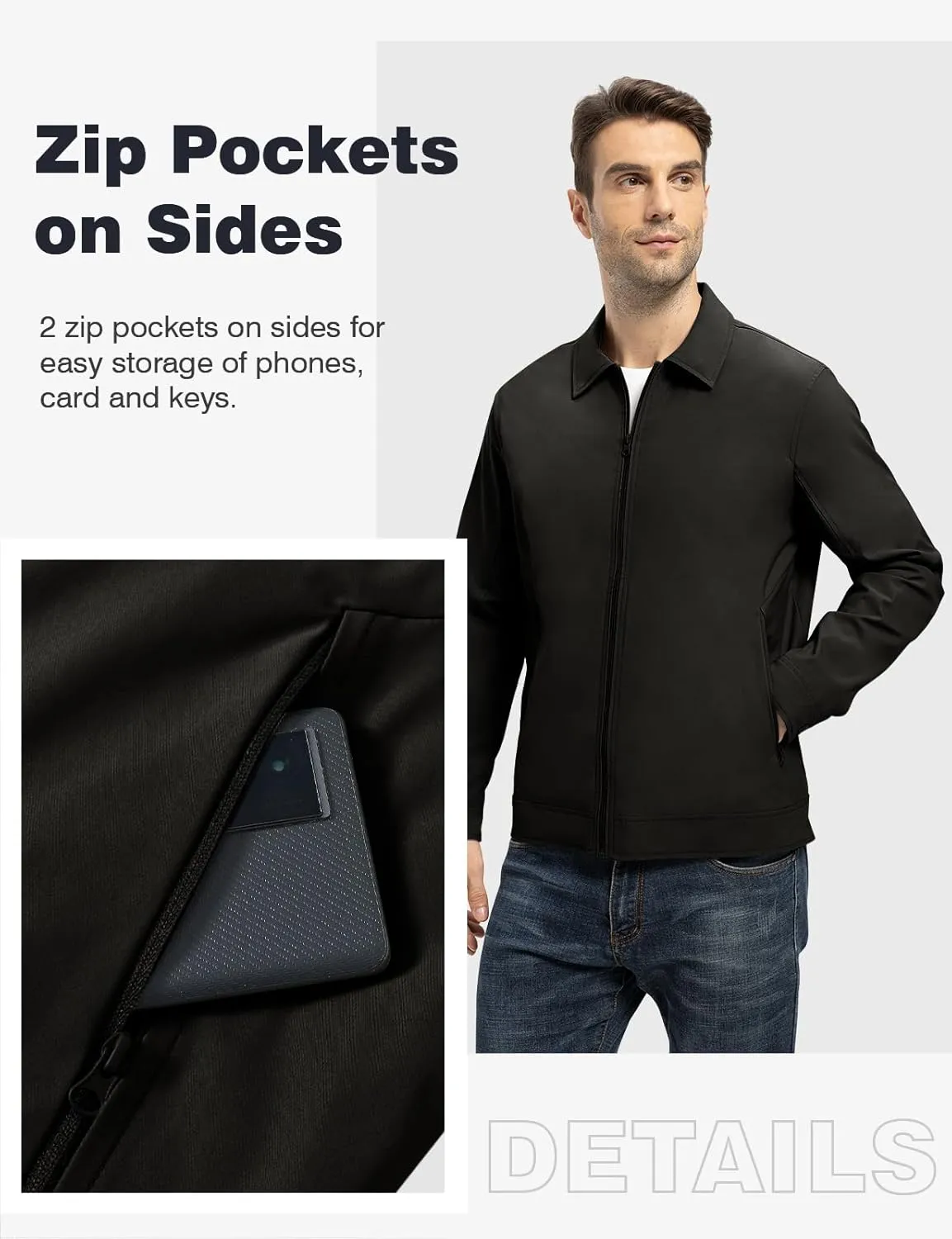 TBMPOY Men's Lightweight Jackets Casual Windbreaker Stylish Light Fall Spring Golf Work Dress Business