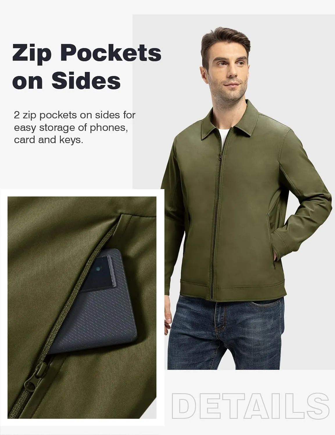 TBMPOY Men's Lightweight Jackets Casual Windbreaker Stylish Light Fall Spring Golf Work Dress Business