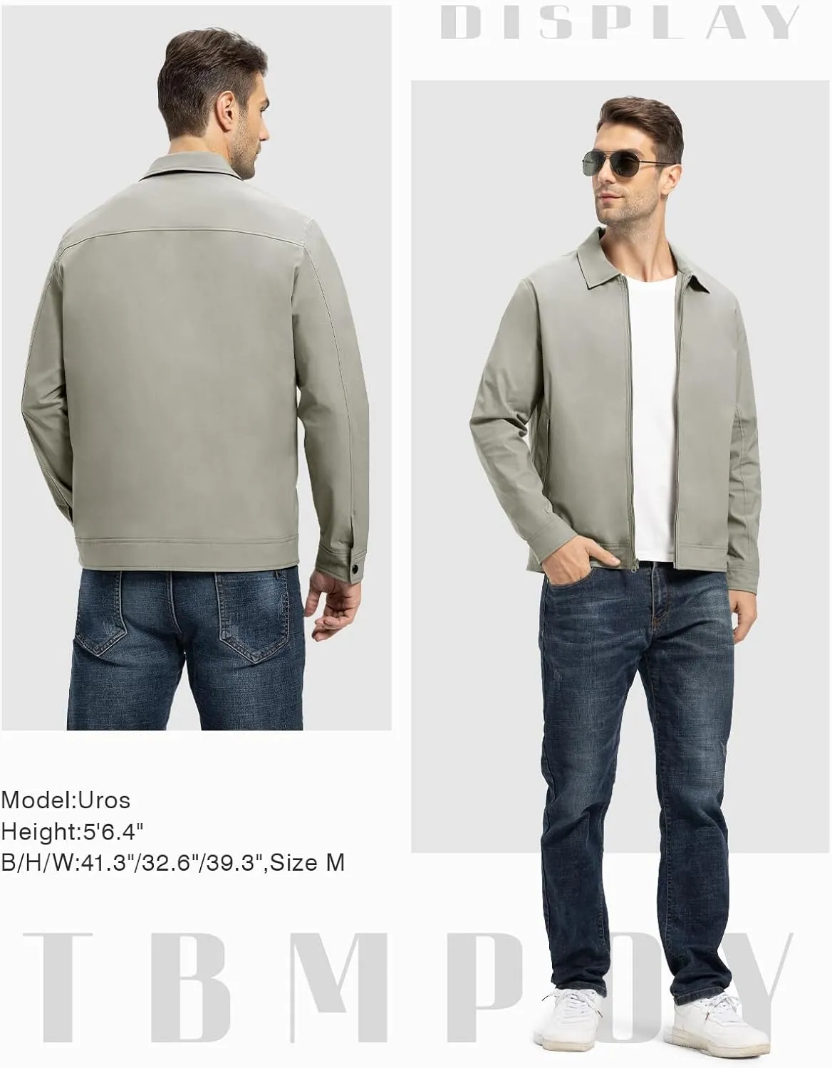 TBMPOY Men's Lightweight Jackets Casual Windbreaker Stylish Light Fall Spring Golf Work Dress Business