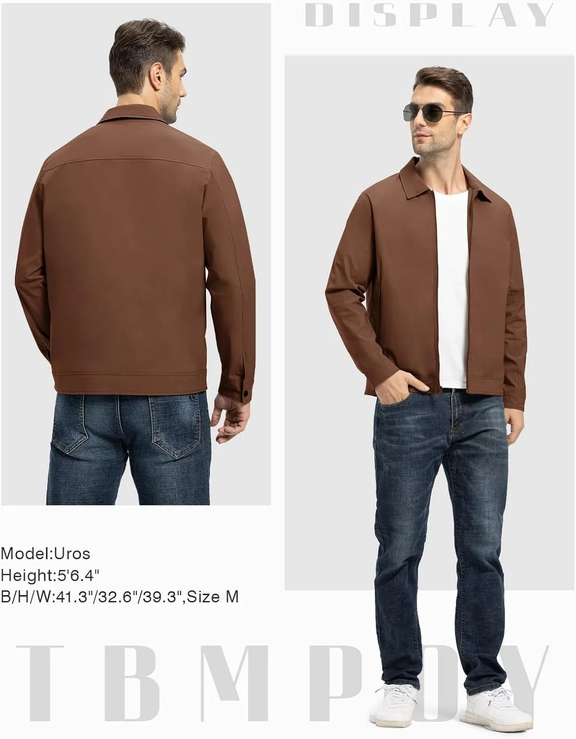 TBMPOY Men's Lightweight Jackets Casual Windbreaker Stylish Light Fall Spring Golf Work Dress Business