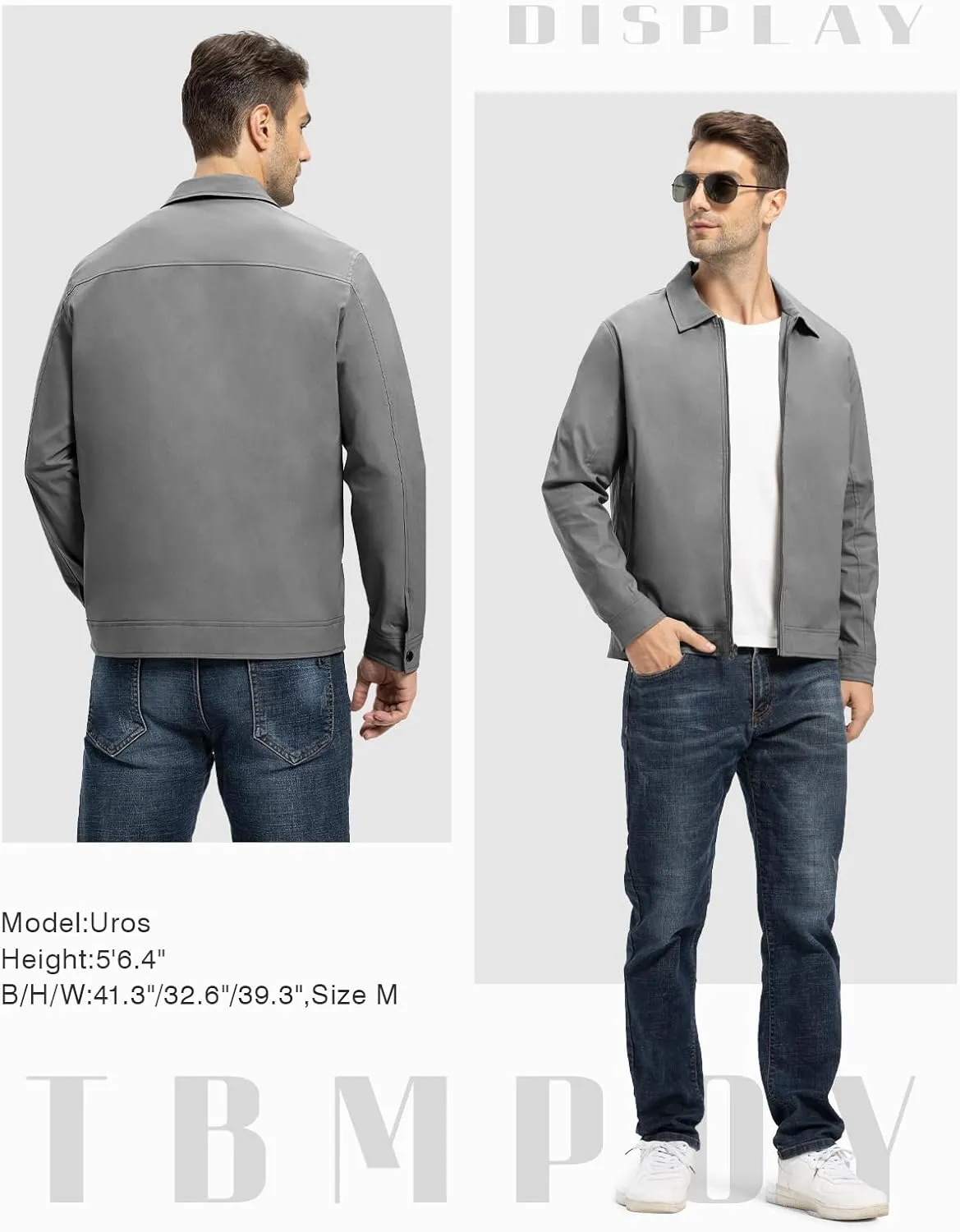 TBMPOY Men's Lightweight Jackets Casual Windbreaker Stylish Light Fall Spring Golf Work Dress Business