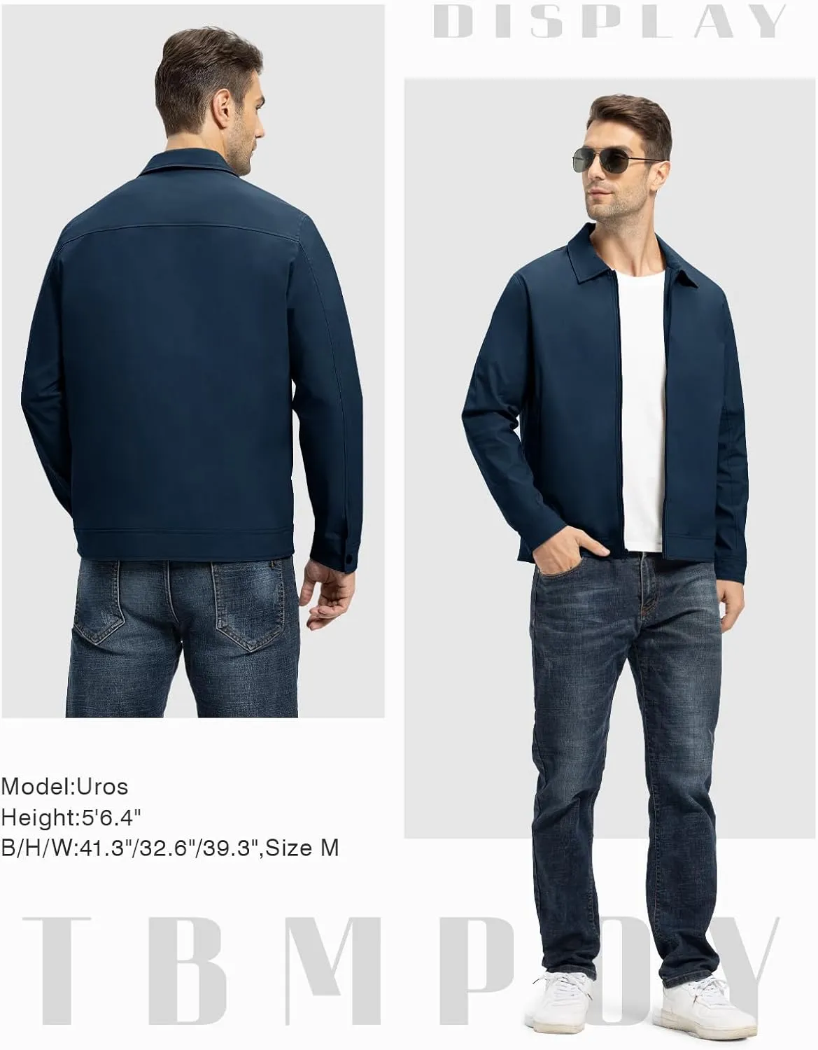 TBMPOY Men's Lightweight Jackets Casual Windbreaker Stylish Light Fall Spring Golf Work Dress Business