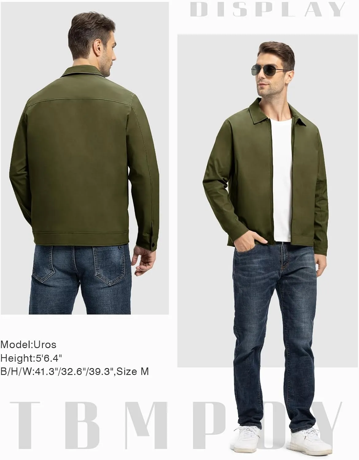 TBMPOY Men's Lightweight Jackets Casual Windbreaker Stylish Light Fall Spring Golf Work Dress Business