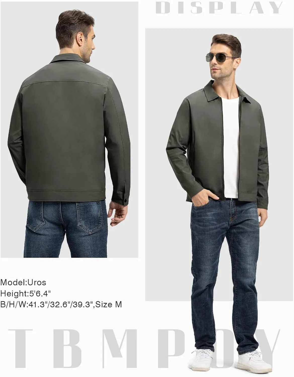 TBMPOY Men's Lightweight Jackets Casual Windbreaker Stylish Light Fall Spring Golf Work Dress Business