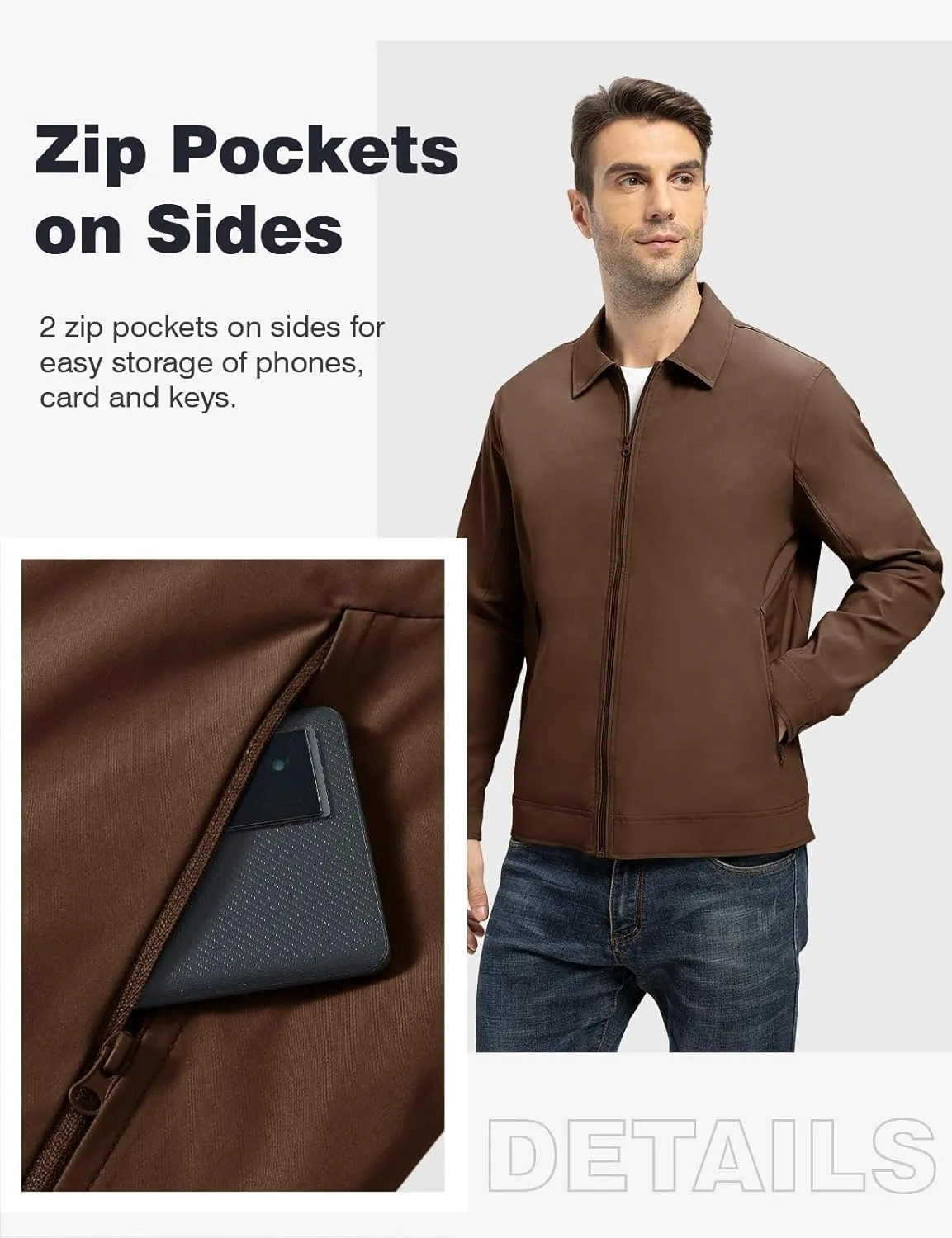 TBMPOY Men's Lightweight Jackets Casual Windbreaker Stylish Light Fall Spring Golf Work Dress Business