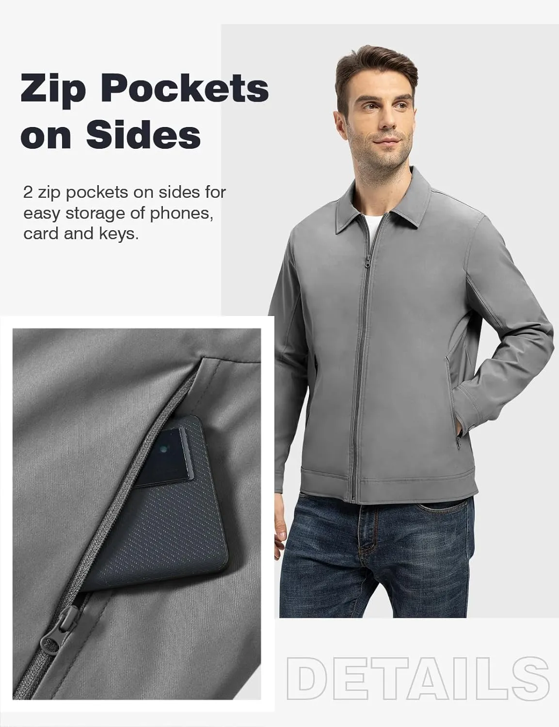 TBMPOY Men's Lightweight Jackets Casual Windbreaker Stylish Light Fall Spring Golf Work Dress Business