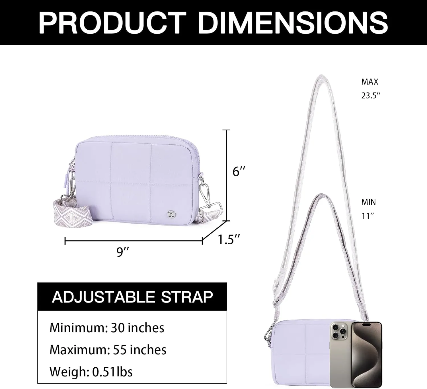 Telena Crossbody Bags for Women Cross Body Purse with Guitar Strap Lightweight Puffer Shoulder Bag for Travel