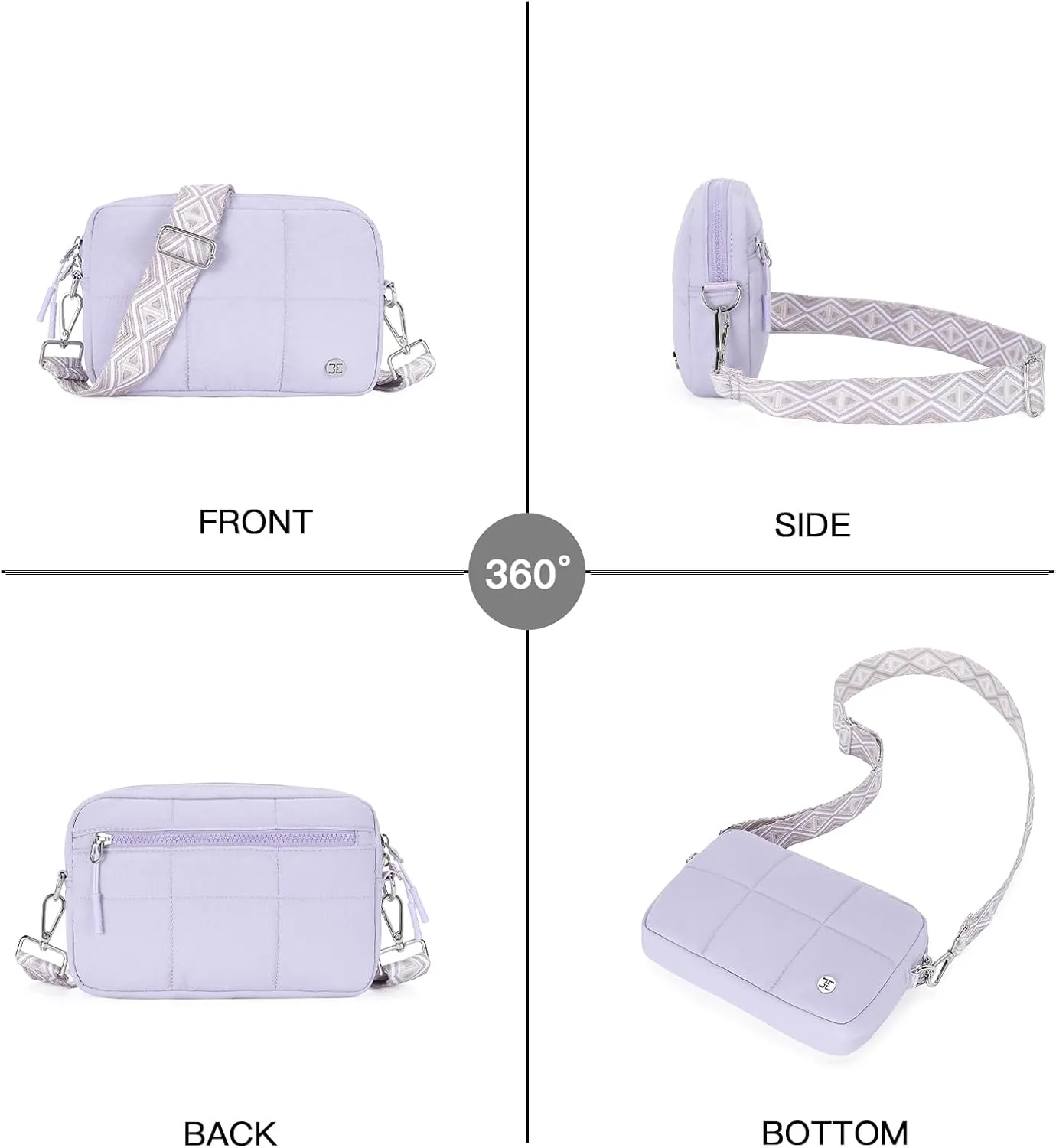 Telena Crossbody Bags for Women Cross Body Purse with Guitar Strap Lightweight Puffer Shoulder Bag for Travel