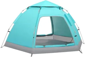 Tents for Camping Camping Tent 3-4 Person Automatic Pop Up Family Tent with 2 Doors, UPF 50 Waterproof for 4 Seasons Outdoor Tent Beach Tent (Color : Blue, Size : 230CM*200CM*110CM)
