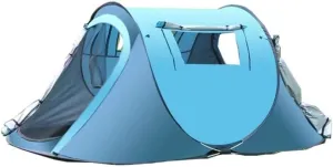 Tents for Camping Camping Tent for 3-4 Person 2 Door 2 Mesh Windows Portable Instant Tent Automatic Tent for Hiking Outdoor Tent Beach Tent (Color : Blue, Size : 245 * 145 * 100 cm)