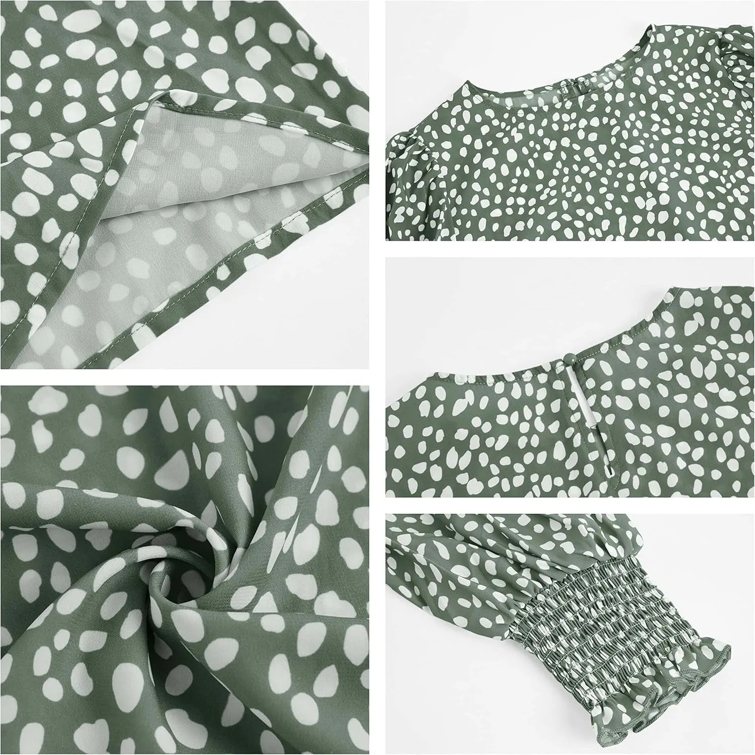 Teurkia Women's Polka Dot 3/4 Sleeve Blouse Tops Ladies Casual Office Work Crew Neck T-Shirt
