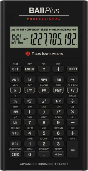 Texas Instruments BA II Plus Professional Financial Calculator Silver 9.8 Inch