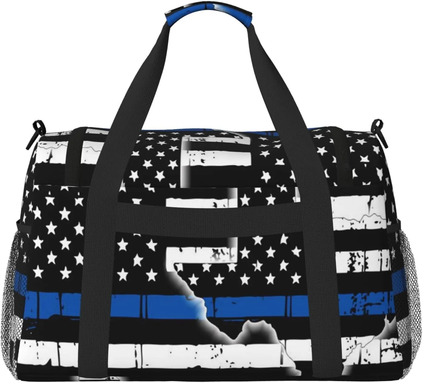 Texas Thin Blue Line Flag Travel Duffel Bag Large Foldable Waterproof Overnight Bag For Beach Swim Bags Pool Sports Gym
