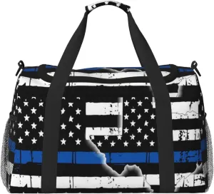 Texas Thin Blue Line Flag Travel Duffel Bag Large Foldable Waterproof Overnight Bag For Beach Swim Bags Pool Sports Gym