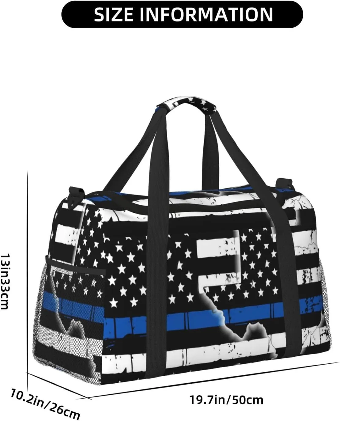 Texas Thin Blue Line Flag Travel Duffel Bag Large Foldable Waterproof Overnight Bag For Beach Swim Bags Pool Sports Gym
