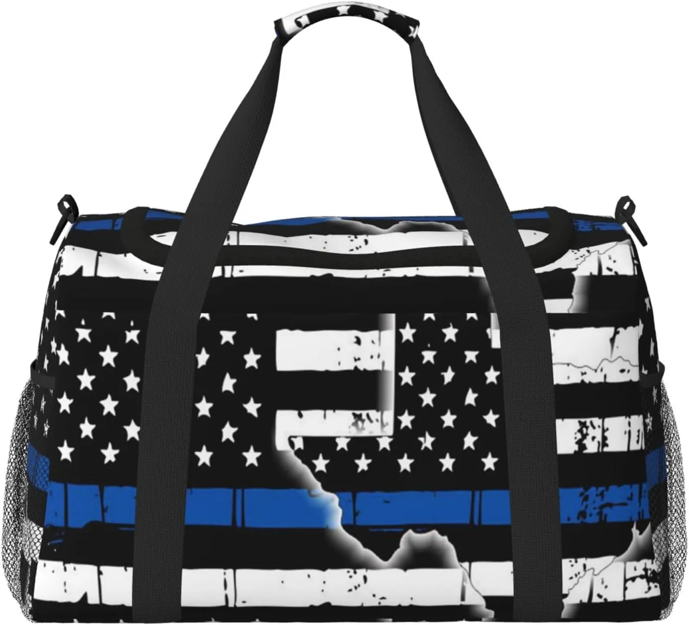 Texas Thin Blue Line Flag Travel Duffel Bag Large Foldable Waterproof Overnight Bag For Beach Swim Bags Pool Sports Gym