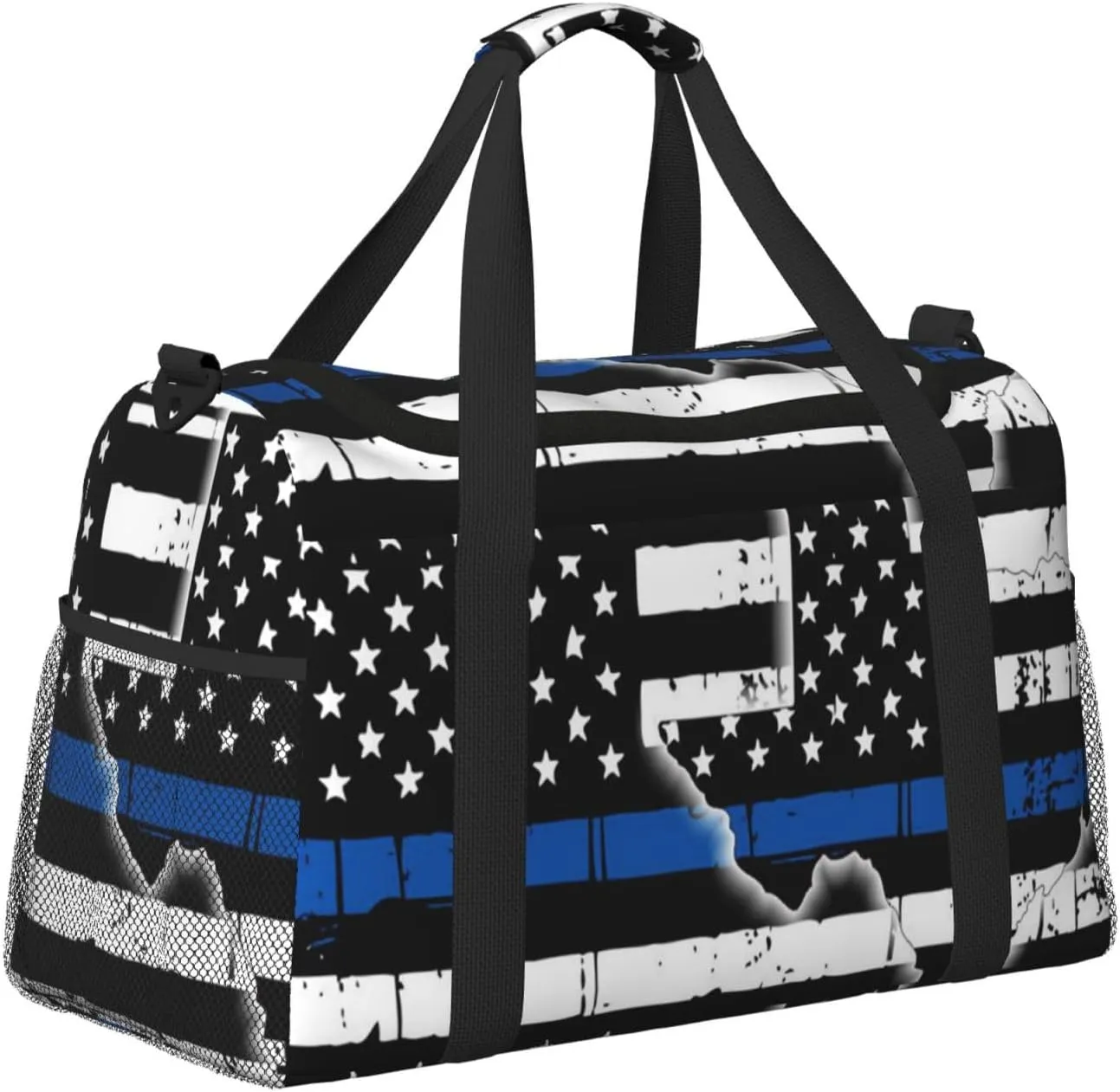 Texas Thin Blue Line Flag Travel Duffel Bag Large Foldable Waterproof Overnight Bag For Beach Swim Bags Pool Sports Gym