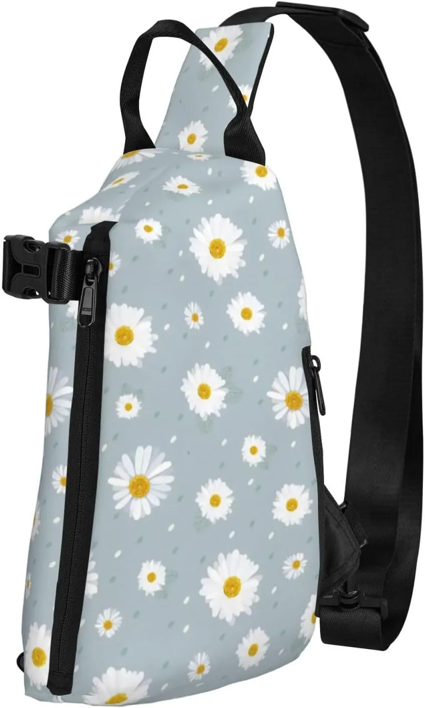 ThAyLa Camomile Flowers Sling Bag For Women Casual Crossbody Backpack Shoulder Bag Chest Bag Daypack For Hiking Sports