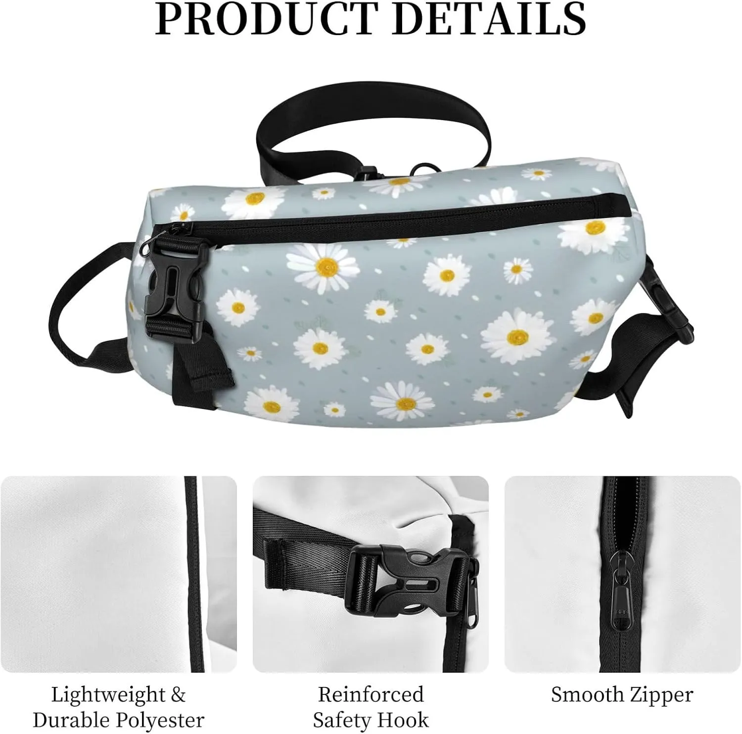 ThAyLa Camomile Flowers Sling Bag For Women Casual Crossbody Backpack Shoulder Bag Chest Bag Daypack For Hiking Sports