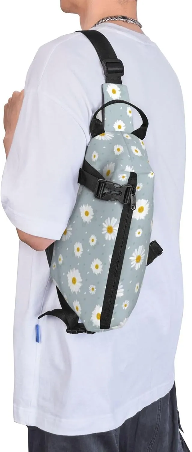 ThAyLa Camomile Flowers Sling Bag For Women Casual Crossbody Backpack Shoulder Bag Chest Bag Daypack For Hiking Sports