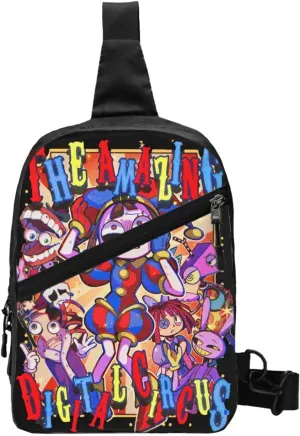 The Amazing Funny Digital Comedy Circus Chest Bag Crossbody Handbag Sling Backpack Adjustable Shoulder Pouch Hiking Daypack Cool Chest Package Foldable Multipurpose Daypack for Running