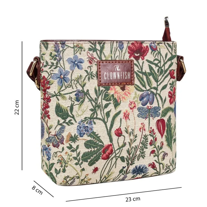THE CLOWNFISH Linda Series Sling for Women Casual Ladies Single Shoulder Bag For Women Crossbody Bag for College Girls (Multicolour-Floral)
