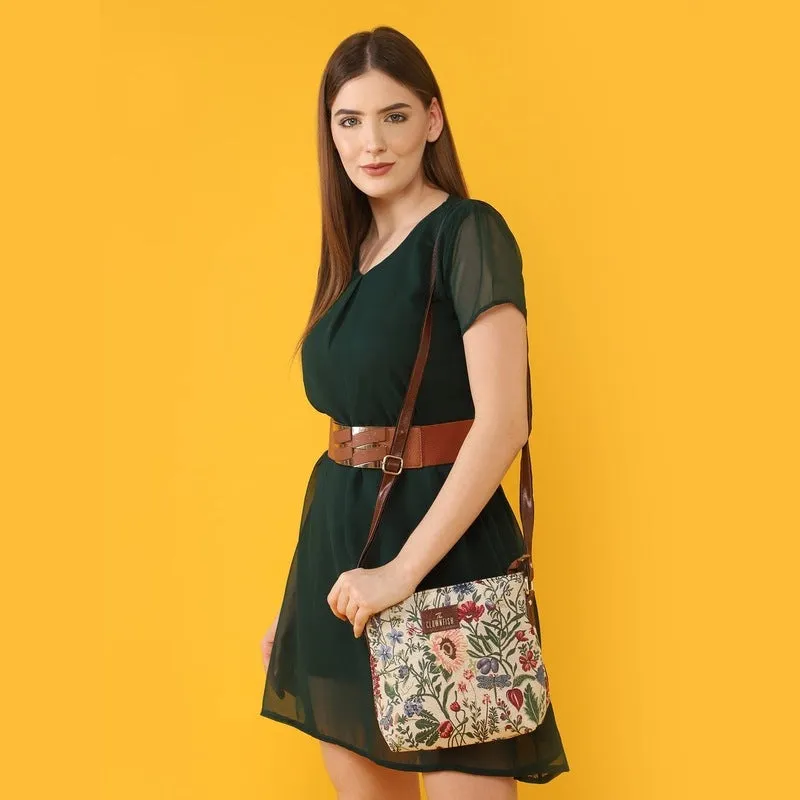THE CLOWNFISH Linda Series Sling for Women Casual Ladies Single Shoulder Bag For Women Crossbody Bag for College Girls (Multicolour-Floral)