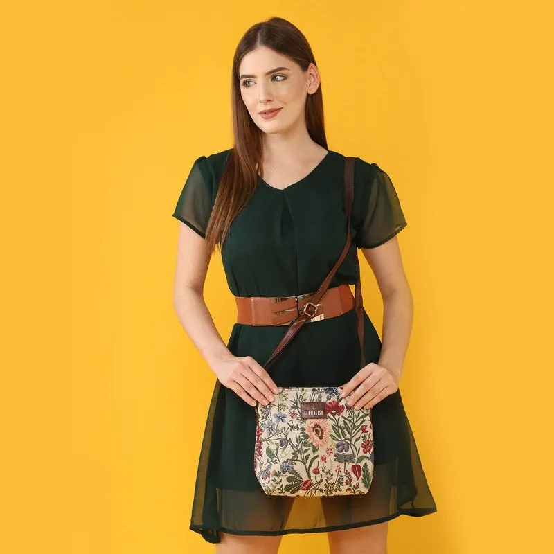 THE CLOWNFISH Linda Series Sling for Women Casual Ladies Single Shoulder Bag For Women Crossbody Bag for College Girls (Multicolour-Floral)
