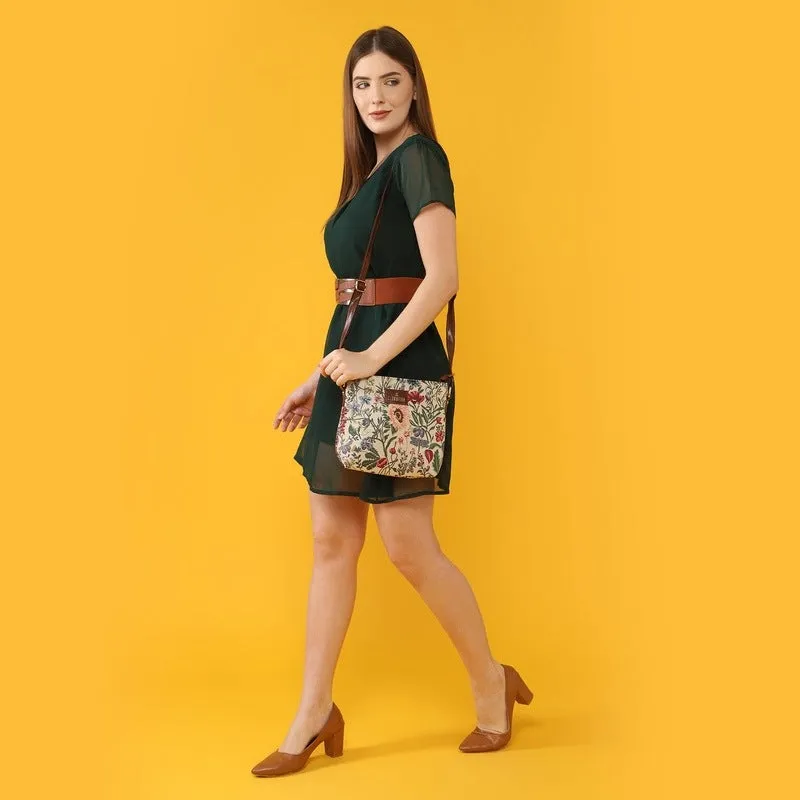 THE CLOWNFISH Linda Series Sling for Women Casual Ladies Single Shoulder Bag For Women Crossbody Bag for College Girls (Multicolour-Floral)
