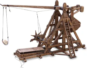The Mini Counterweight Trebuchet Europe Medieval Siege Equipment Chariot Catapult Weapons DIY 3D Wooden Puzzles Model Kits for Adults STEM Projects Tabletop Toy
