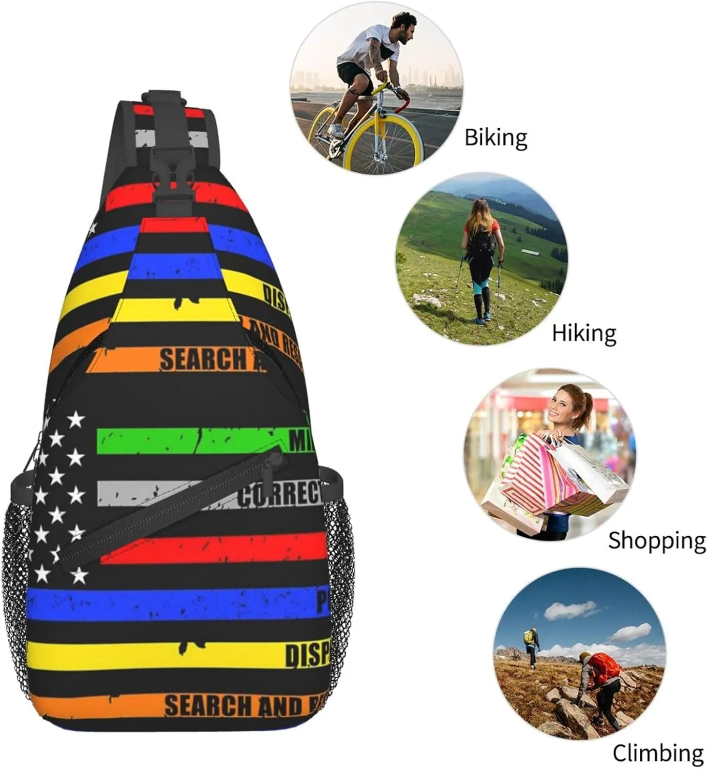 Thin Blue Line K9 German Shepherd Police Dog Design Sling Bag Chest Bag Casual Crossbody Bag Travel Shoulder Backpack