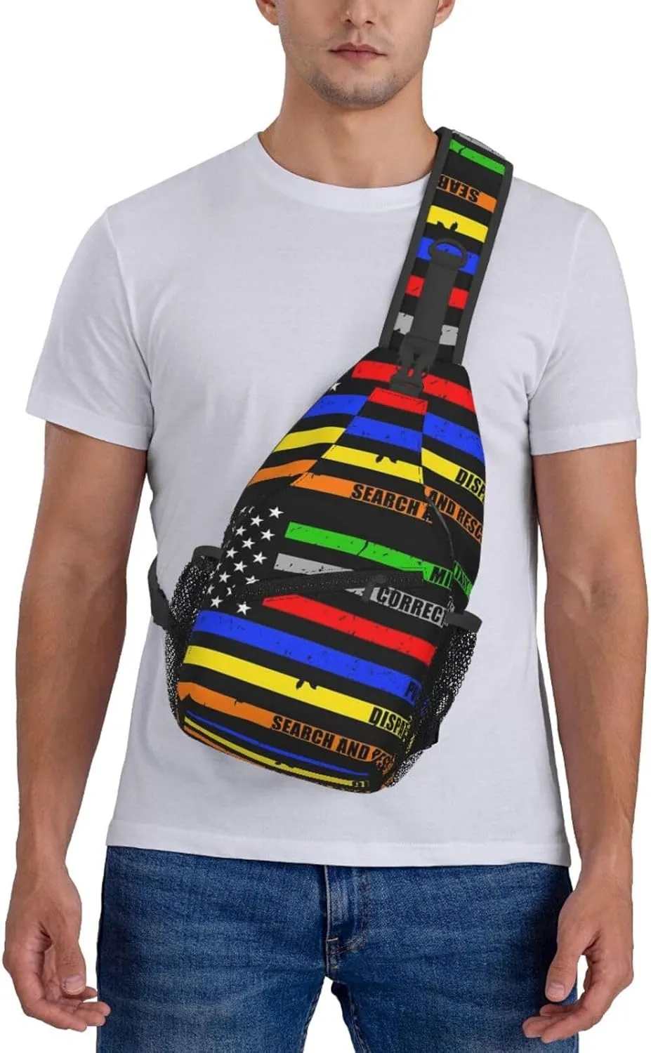 Thin Blue Line K9 German Shepherd Police Dog Design Sling Bag Chest Bag Casual Crossbody Bag Travel Shoulder Backpack