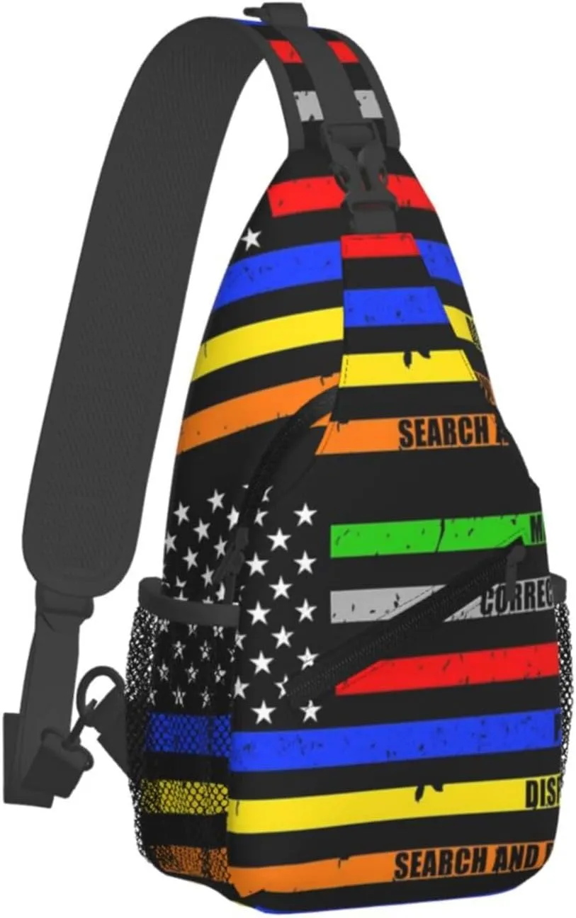Thin Blue Line K9 German Shepherd Police Dog Design Sling Bag Chest Bag Casual Crossbody Bag Travel Shoulder Backpack
