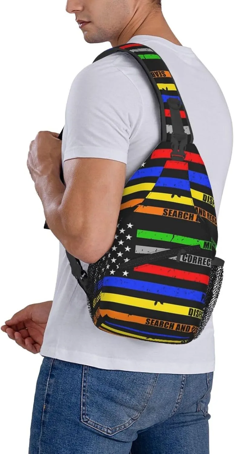 Thin Blue Line K9 German Shepherd Police Dog Design Sling Bag Chest Bag Casual Crossbody Bag Travel Shoulder Backpack