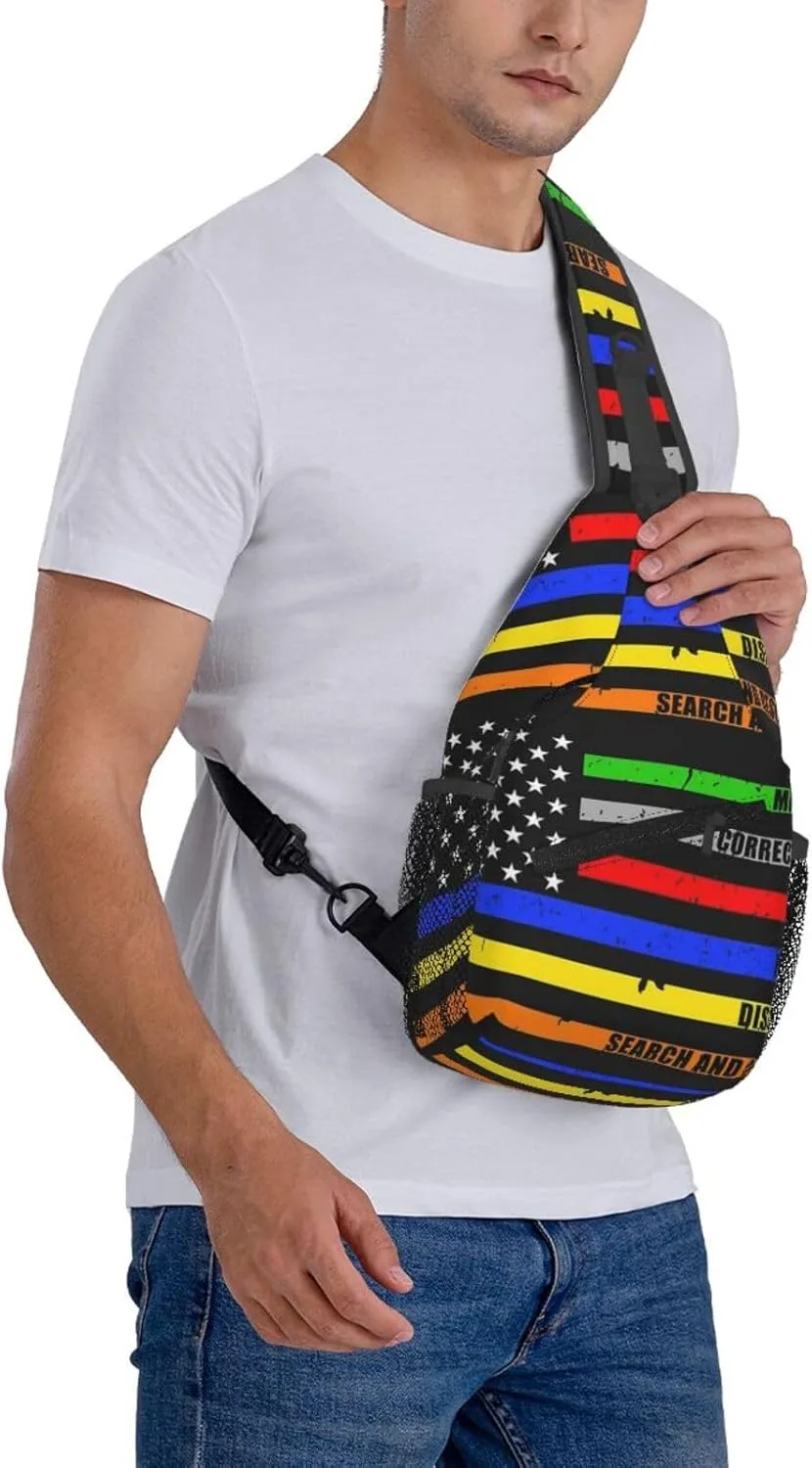 Thin Blue Line K9 German Shepherd Police Dog Design Sling Bag Chest Bag Casual Crossbody Bag Travel Shoulder Backpack