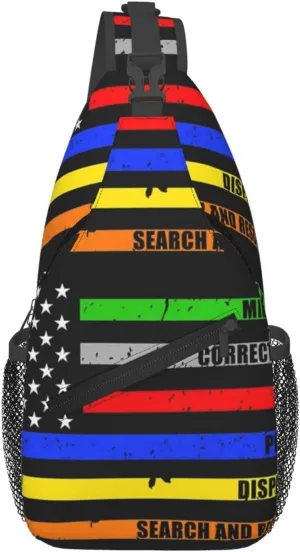 Thin Blue Line K9 German Shepherd Police Dog Design Sling Bag Chest Bag Casual Crossbody Bag Travel Shoulder Backpack
