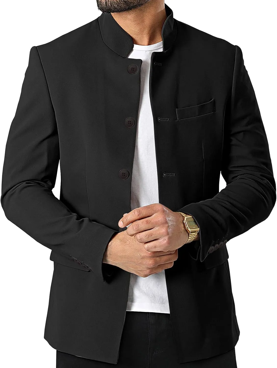 THWEI Mens Casual Suit Blazer Jackets Stand Collar Business Sport Coats